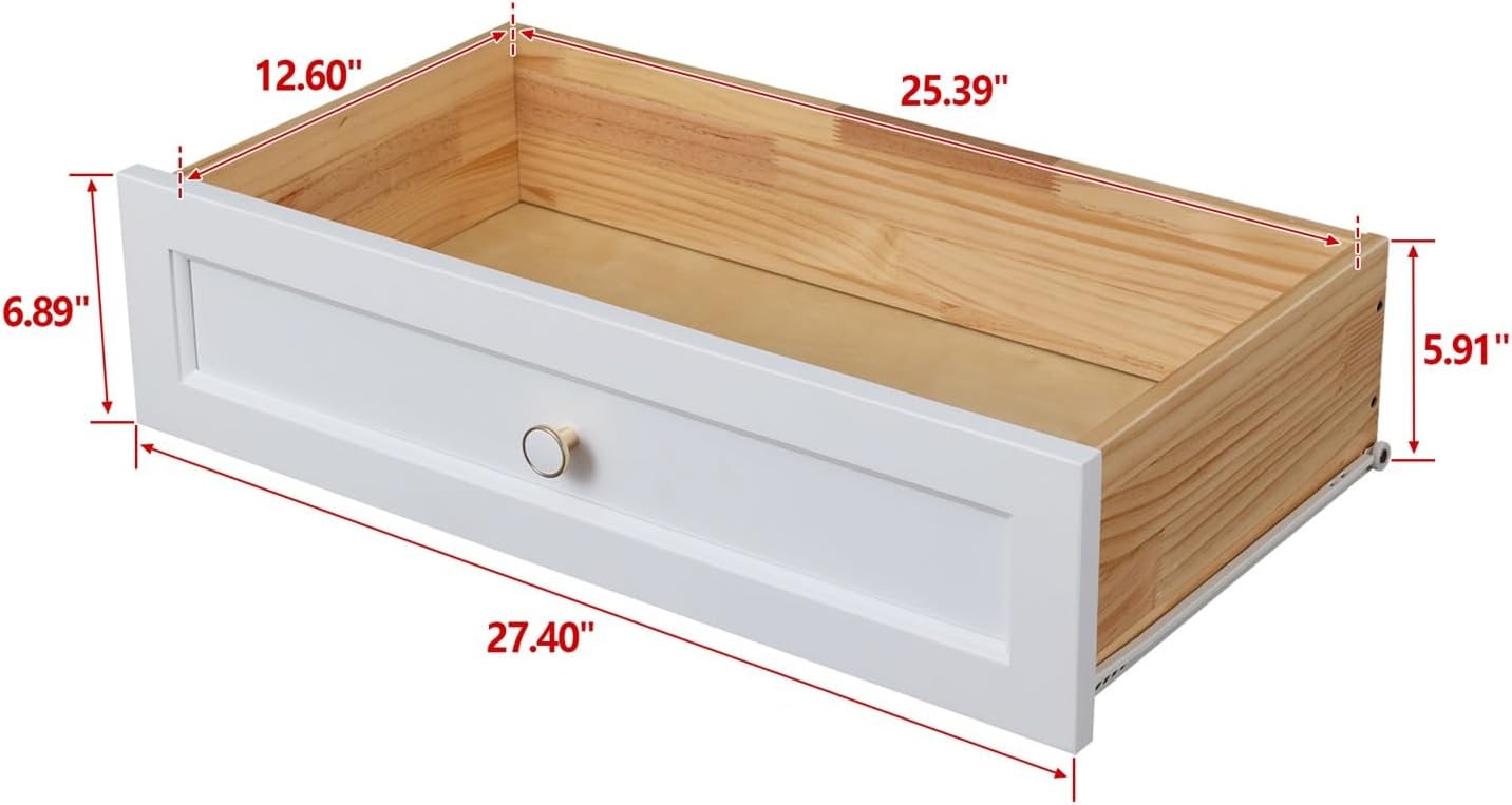 Solid Wood Drawer Dresser Bar Cabinet Buffet Server Console Table, White N819979