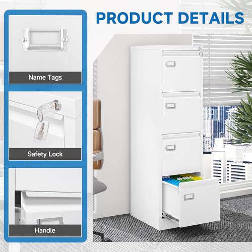 2 Drawer Vertical File Cabinet with Lock for Letter Size, Steel Office Storage Y50014