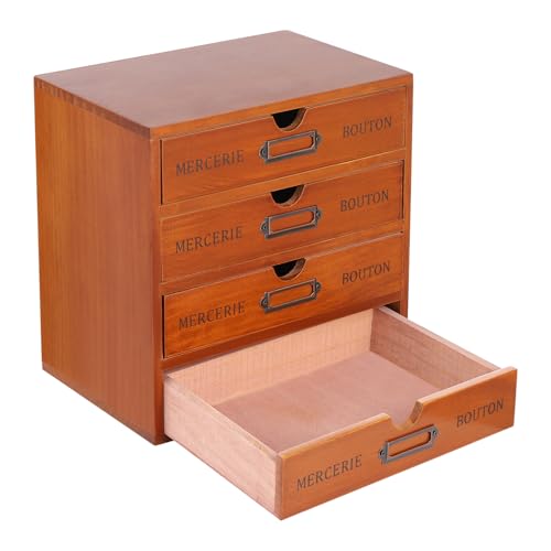 Vintage 16-Drawer Wooden Desktop Organizer with Iron Label Holders N538
