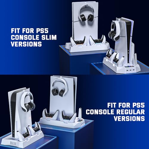 PS5 Slim/Pro Cooling Station with Controller Charger, White M8682