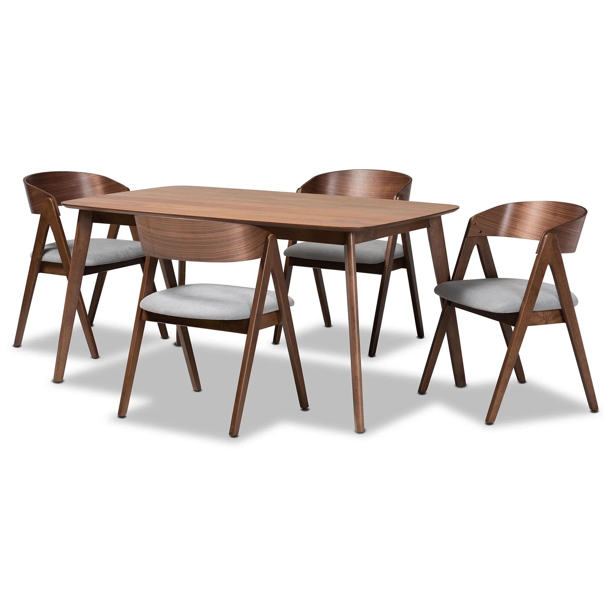Baxton Studio Danton Mid-Century Modern Grey Fabric 5-Piece Dining Set Y141