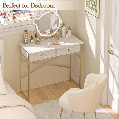 White Vanity Desk with Drawers for Kids Bedroom, 31.5 Inch J2831