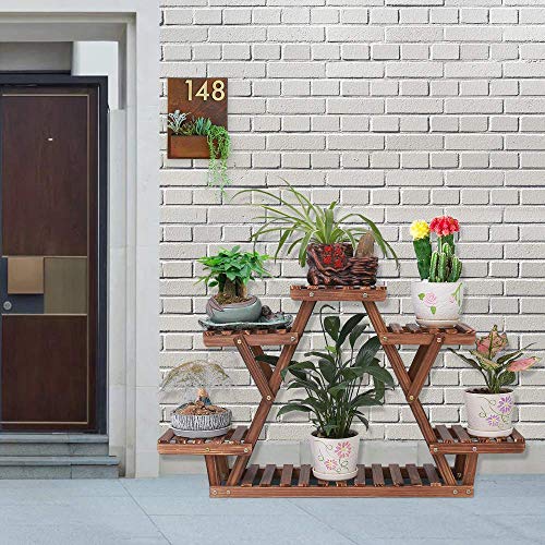 Ufine 4 Tier Wood Plant Stand Indoor Outdoor A Frame Display Shelf L37026