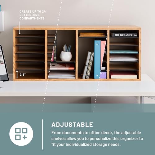 Safco Wooden Paper and Mail Organizer, Adjustable Shelves, Stackable B285
