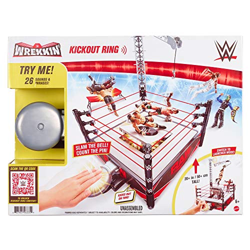 Mattel WWE Wrekkin' Kickout Ring Playset with Launcher & Championship, 13-inch x 20-inch P27647