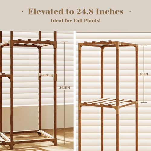 Bamworld Plant Stand Indoor Outdoor Wood Plant Rack 3 Tier Ladder D51744