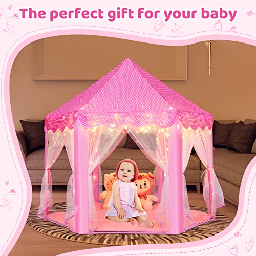 Monobeach Princess Tent Girls Large Playhouse with Star Lights L847553