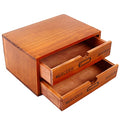 Vintage 16-Drawer Wooden Desktop Organizer with Iron Label Holders N538