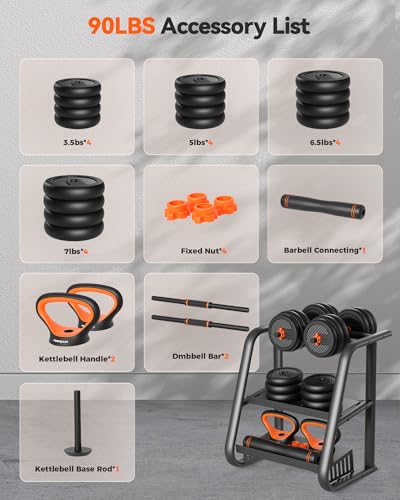 FEIERDUN Adjustable Dumbbells 5-in-1 Weight Set with Connector for Home Gym N6619