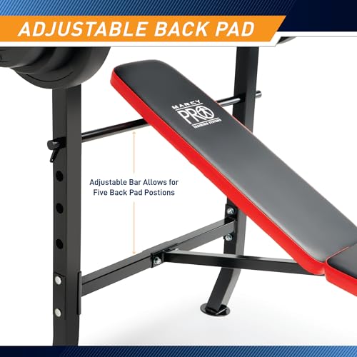 Marcy Standard Weight Bench with Vinyl-Coated Weight Set for Home Gym O2680