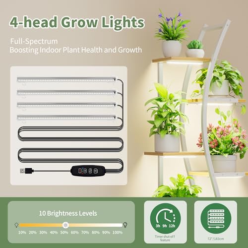 Plant Stand Indoor with Grow Lights, 7 Tier Tall Metal Shelf, 62" A3308