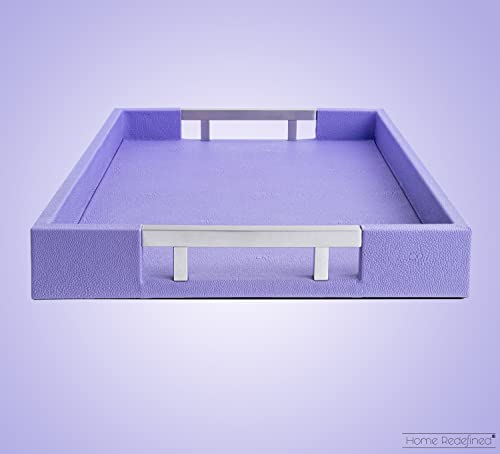 White Marble Faux Leather Decorative Tray with Handles D972626