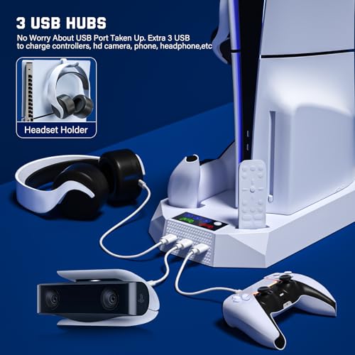 PS5 Slim/Pro Cooling Station with Controller Charger, White M8682