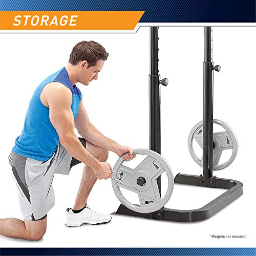 Marcy Olympic Workout Bench with Preacher Curl Pad and Weight Rack, White/Black R86365