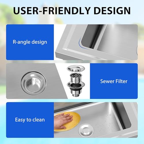 Stainless Steel Utility Sink with Faucet, Freestanding Single Bowl Y312305