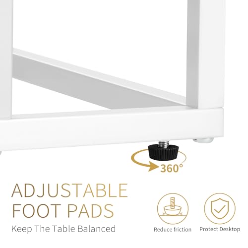 C Shaped Side Table Set of 2, Marble End Table for Sofa and Bed, White and Black O683294