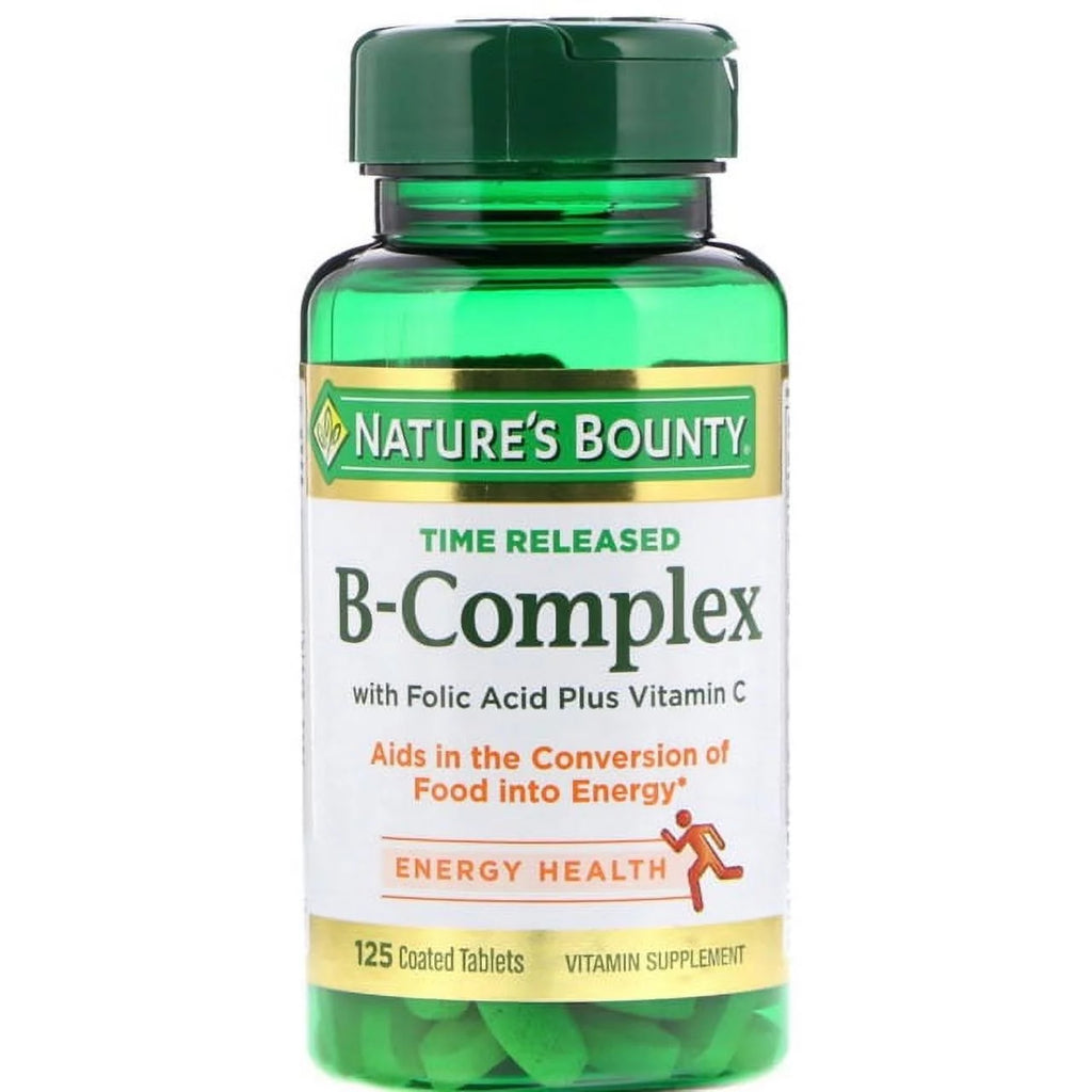 Nature's Bounty B-Complex with Folic Acid Plus Vitamin C Tablets, 125 Count (Pack of 2) A158