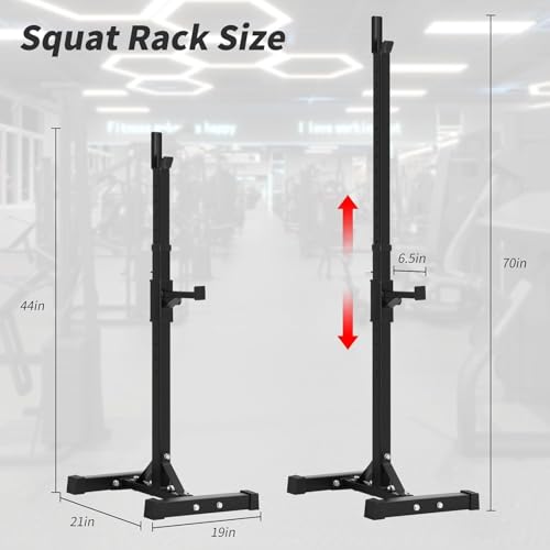 Adjustable Barbell Rack Stand 550 Lbs Capacity for Home Gym, Set of 2, Black I155