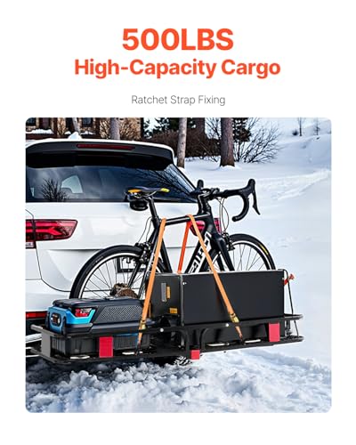 VEVOR 70" x 30" x 6" Hitch Cargo Carrier, 500 lbs Capacity, Folding for 2" Receiver I3546