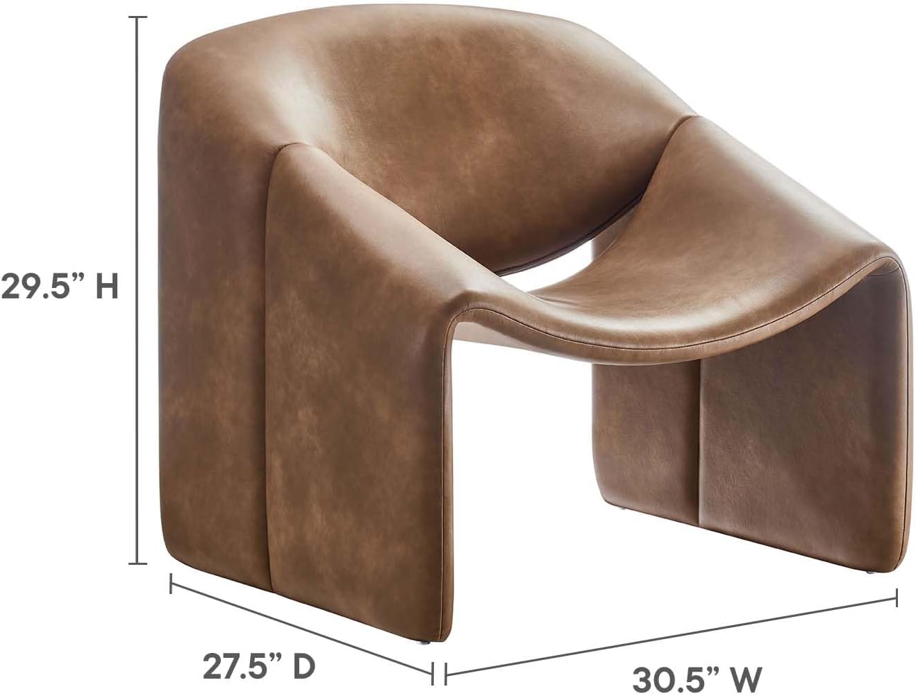 Modway Vivi Faux Leather Vegan Accent Armchair, Modern Barrel Lounge Chair W98968