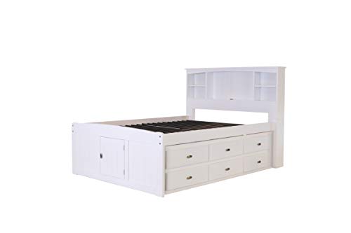 Discovery World Furniture White Full Bookcase Bed with 6 Drawers Z895159