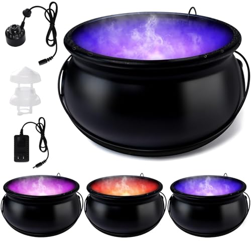 Halloween Decorations 12" Witch Cauldron with Mist Maker and LED Lights J747