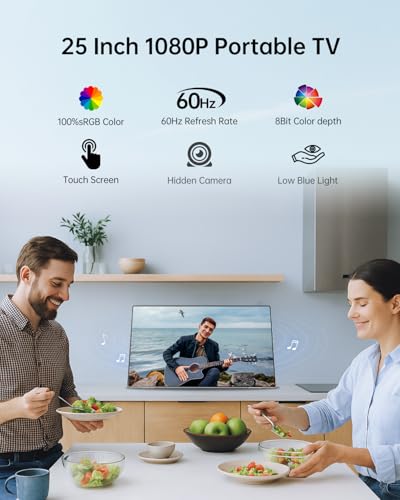 25 Inch Portable Smart TV with Touchscreen, Android 14, 8GB RAM + 128GB Storage A4881