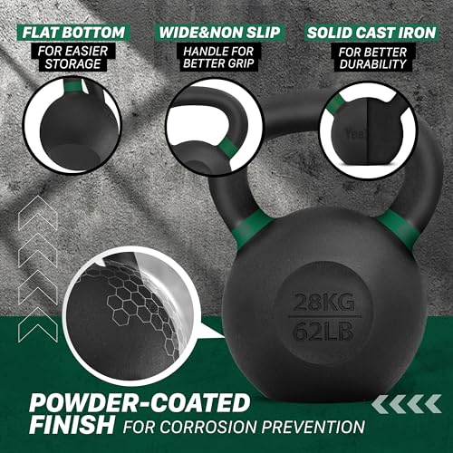 Yes4All Powder Coated Cast Iron Kettlebell Weight Set for Home Gym N15817