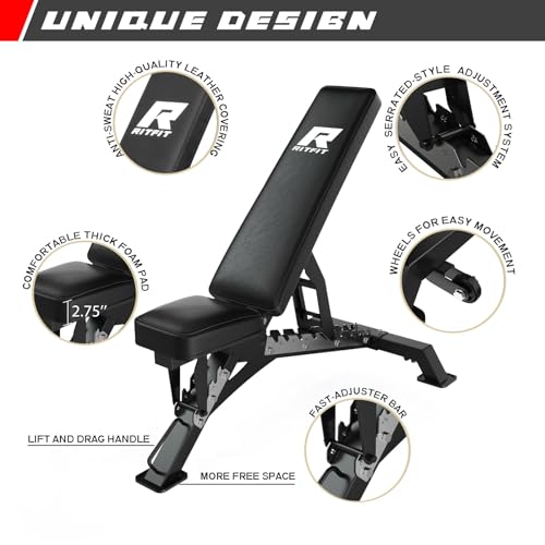 RitFit Multi-Functional Folding Squat Rack for Home Gym, Wall Mounted with Attachments V171188