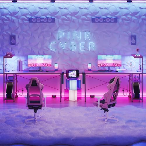 Bestier Gaming Desk with LED Lights, 51.3 Inch Computer Desk Q970
