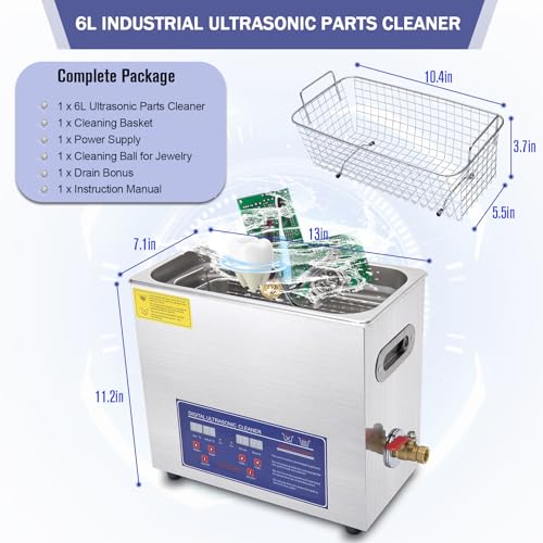 Heated Ultrasonic Parts Cleaner 3L with Digital Timer, 110V G276