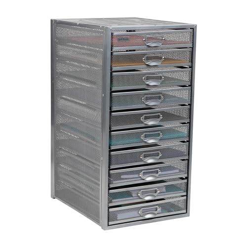 Mind Reader 10-Drawer Metal Mesh Desk Organizer, Silver N923041