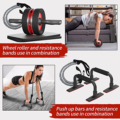 Ab Roller Wheel Kit with Push Up Bars, Resistance Bands, Knee Mat N9904
