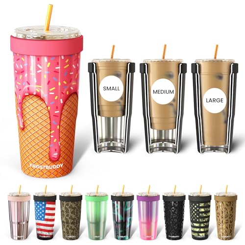 Frost Buddy Togo Buddy - 30 oz Stainless Steel Vacuum Insulated Tumbler - Thermal Mug for Hot and Cold Drinks - Dunkin Cup (Crimson)