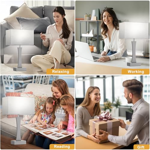 3 Way Dimmable Bedside Lamp Set of 2 with USB Ports C63781
