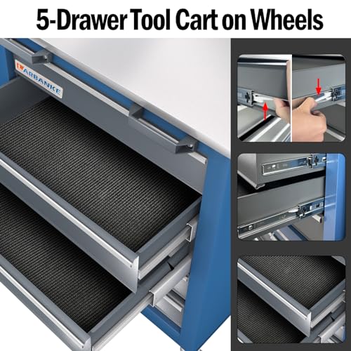 7-Drawer Rolling Toolbox with Lockable Wheels and Keyed Locking System J502595