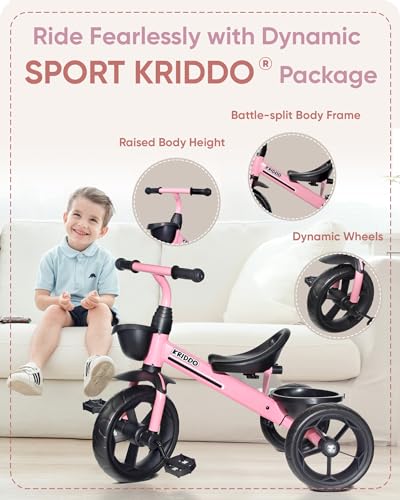 KRIDDO Kids Tricycle for Toddlers Age 2-5 Years, Blue P72011
