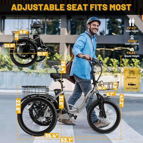 Triker Electric Bike Folding Trike Ebike, 750W Motor, 468Wh Battery, Step-Thru 3 Wheel Tricycle for Adults X7056