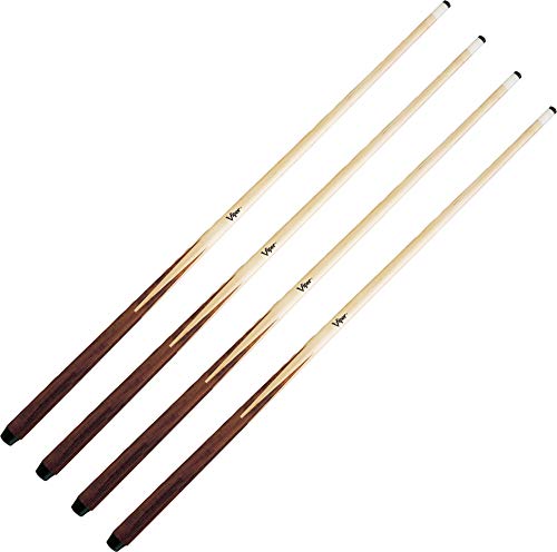 Viper One-Piece 57" Maple Bar Billiard Cues 4-Cue Assortment (18, 19, 20, and 21-Ounce Pool Cues)
