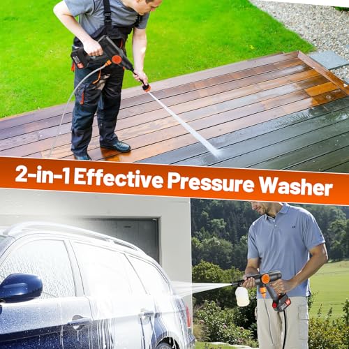 Lemolify 6000mAh Cordless Electric Pressure Washer, Portable Handheld with 6-in-1 Nozzle J13298