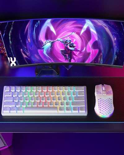 SM600 White Wireless Gaming Mouse, 8000 DPI Tri-Modes RGB E7535