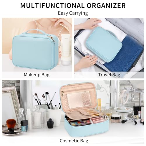 OCHEAL Makeup Bag with Divider and Brush Compartments, Green Nylon F358