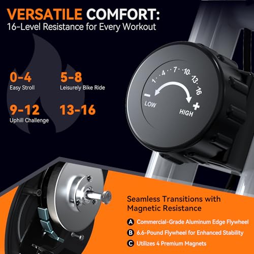 Foldable Exercise Bike with 16-Level Magnetic Resistance for Home T532