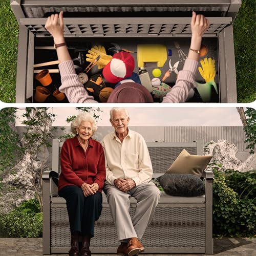 Outdoor Storage Bench Waterproof Resin Patio Furniture Q887579