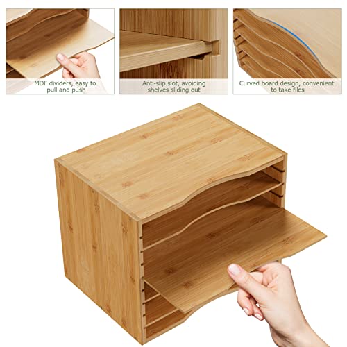 Bamjoy Bamboo 5 Tier Desktop Organizer with Adjustable Shelves I134984