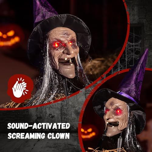 Halloween Animatronic Witch Stakes 3-Pack with Sound and Light-Up Eyes H43563