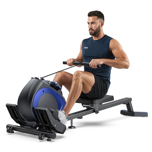 WELLFIT Rowing Machine for Home - Magnetic Rowing Machines 300lbs Capacity, Quiet Compact Smart Indoor Rower with Adjustable Resistance, Work with KINOMAP for Glute,Leg,Arm Muscles Workout Exercise