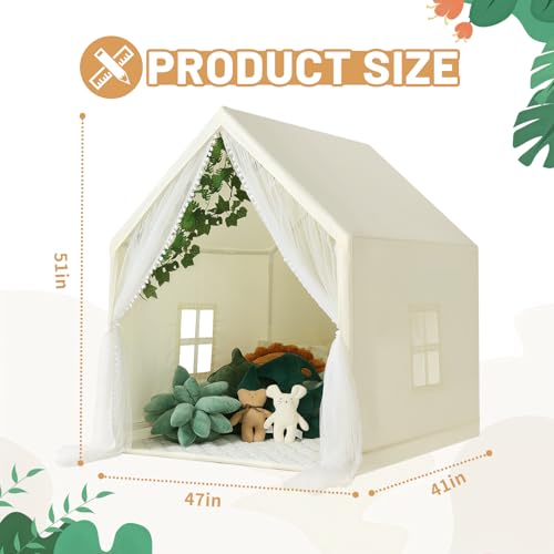 Wilwolfer Kid Tent with Mat and Star Lights - Indoor Playhouse for Toddlers and Girls (Pink) N411519