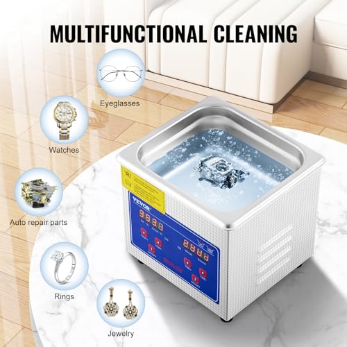 VEVOR Commercial Ultrasonic Cleaner 6L 40kHz with Digital Timer & Heater 110V Q7418