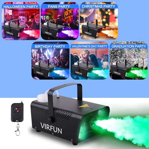 VIRFUN Fog Machine with 6 LED Lights and Remote Control G334